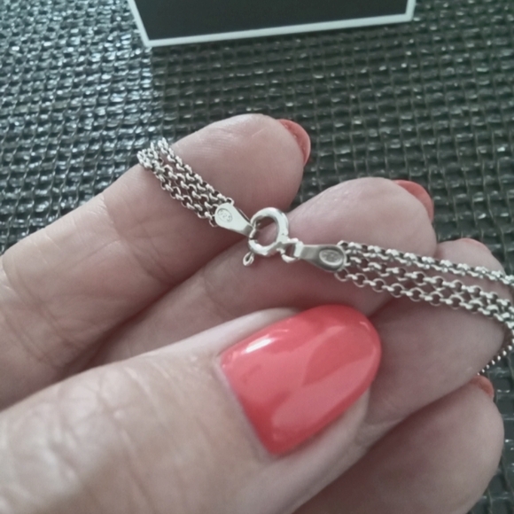 T&C Blue Topaz Diamonds Silver Pendant Necklace - Picture 5 of 7